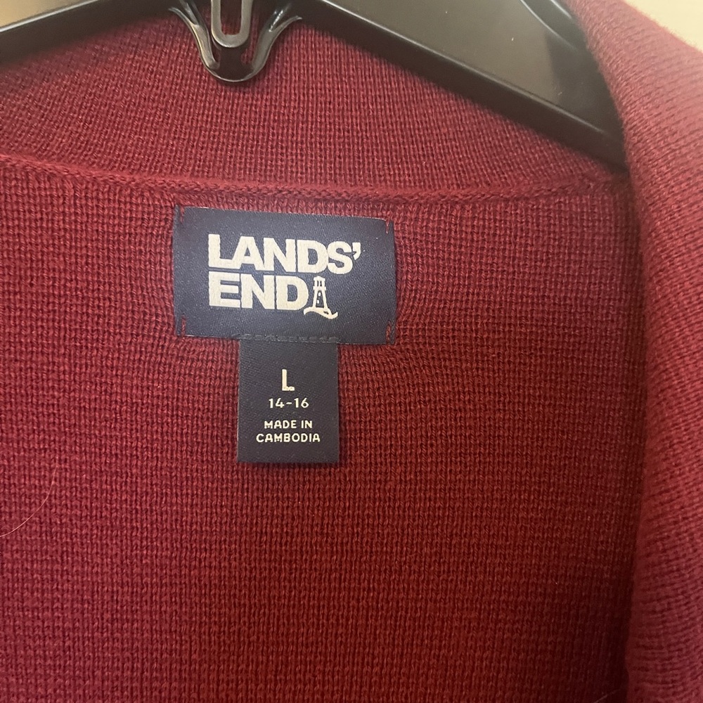 Lands End sweater blazer, wine colored, size L - Picture 3 of 4